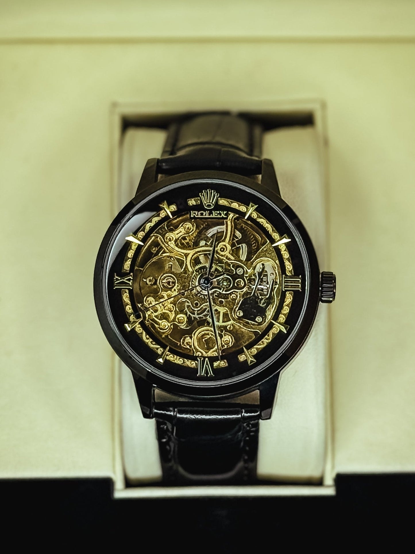 Rollie Automatic Leather Watch