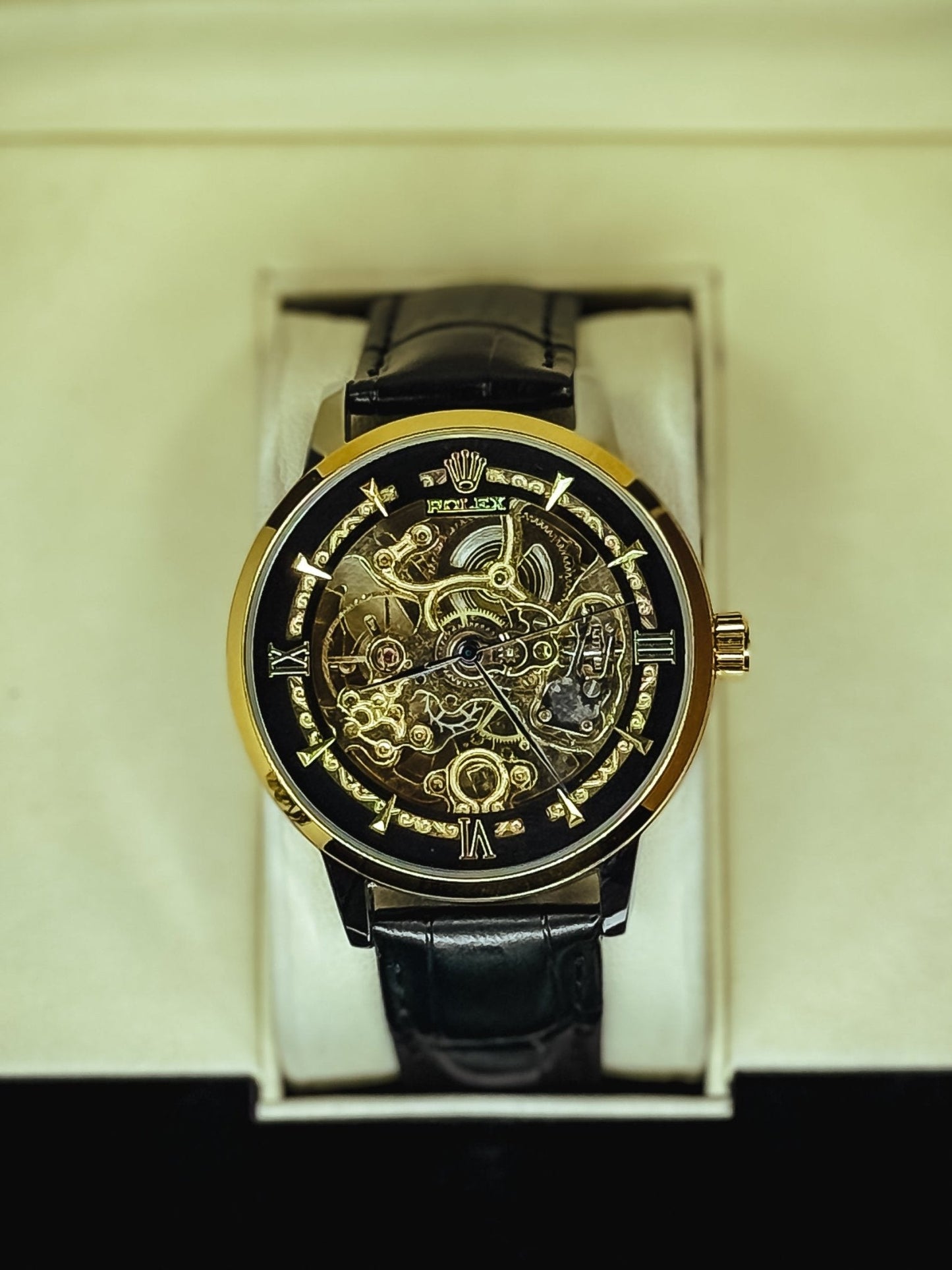 Rollie Automatic Leather Watch