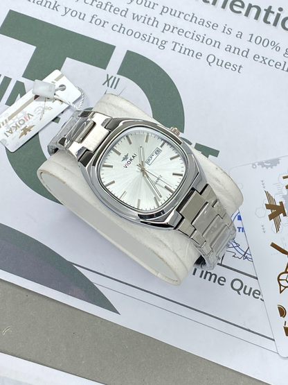 VIOKAI Analog Quartz Stainless Steel Made Chain Watch for Men With Date & Day Display
