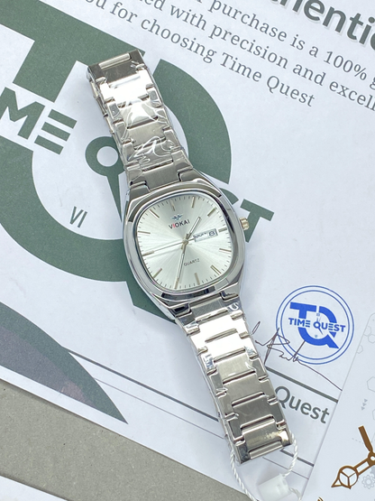 VIOKAI Analog Quartz Stainless Steel Made Chain Watch for Men With Date & Day Display