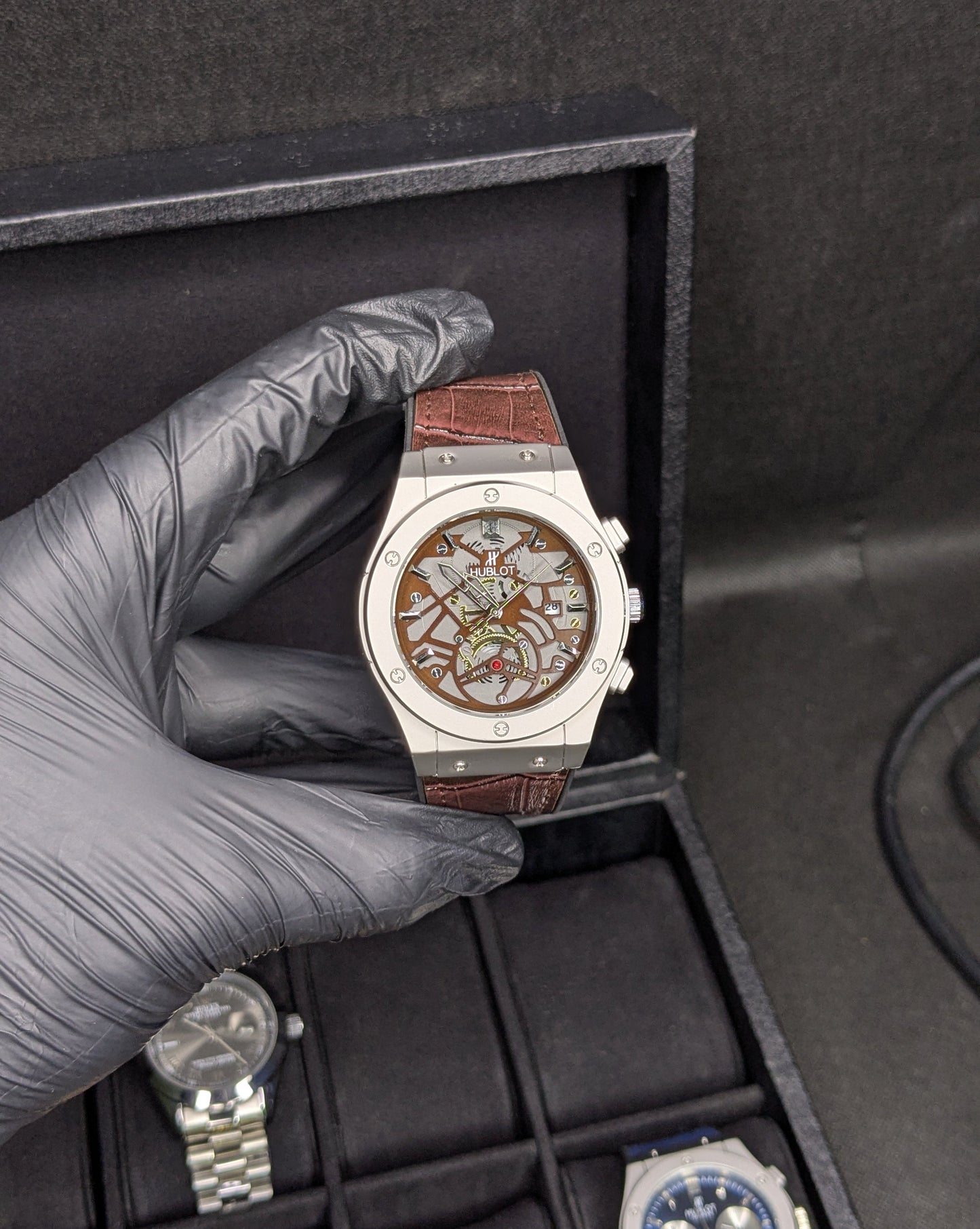 HUB Brown Silver Dial (Leather Strap)