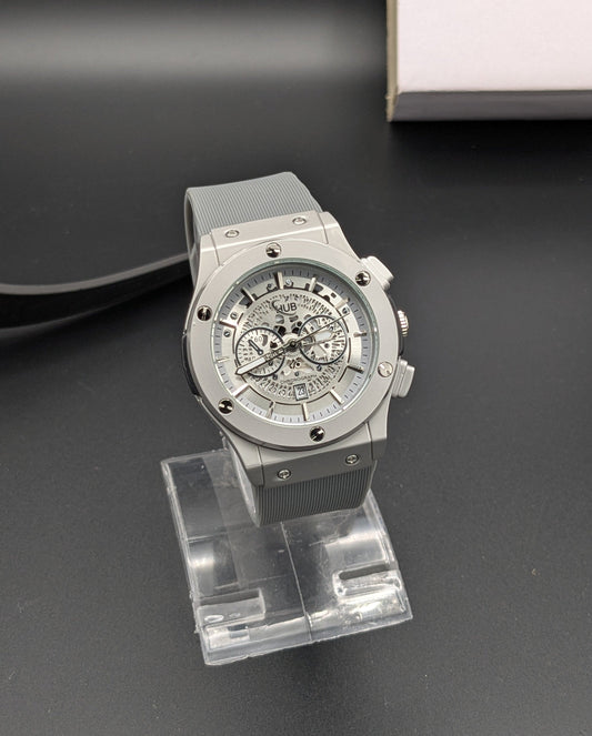 HUB Silver Skeleton Dial (Silicon Strap)