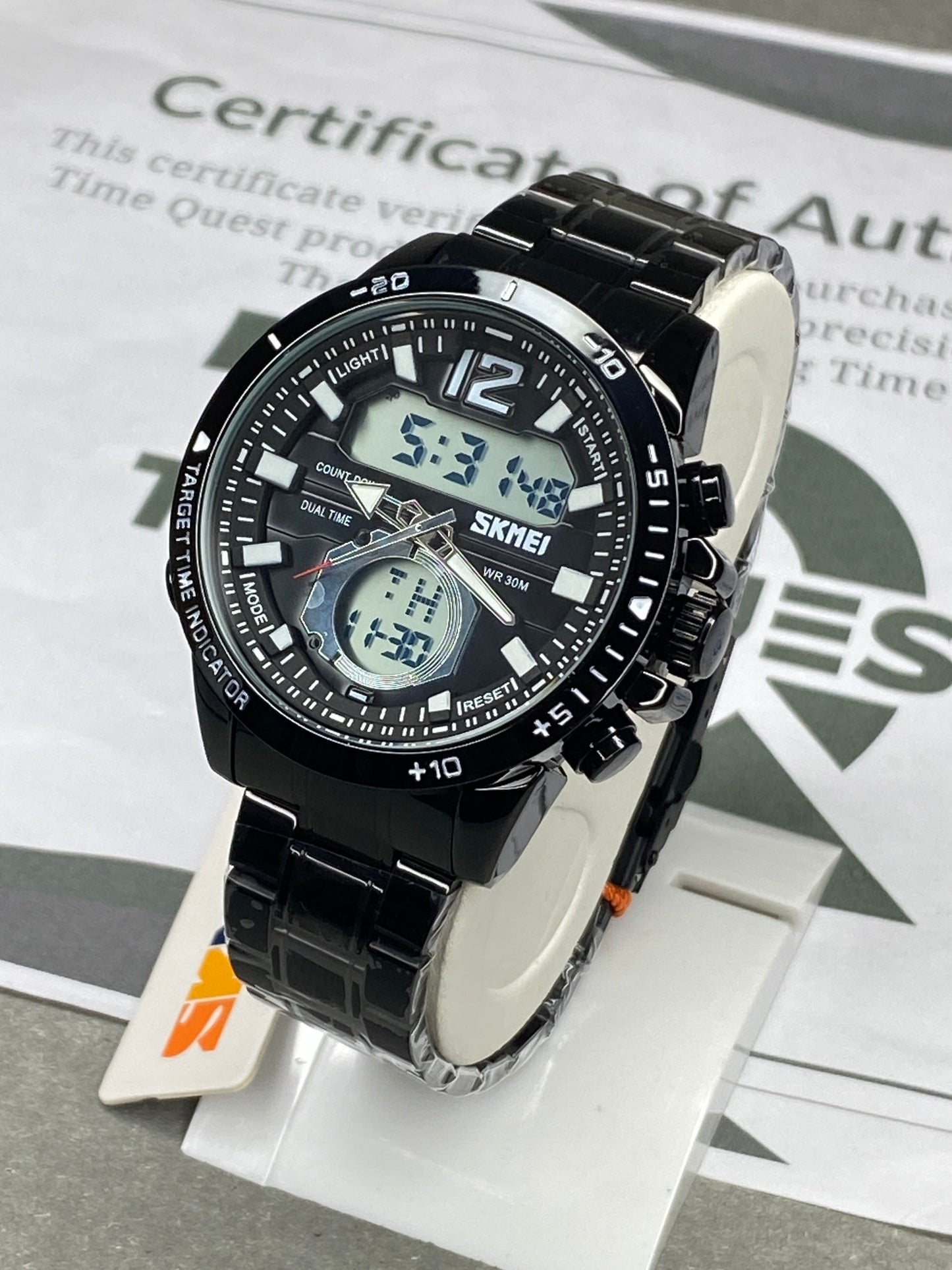 SKMEI 1391 Dual Time Multi Functional Stainless Steel Chain Watch For Men