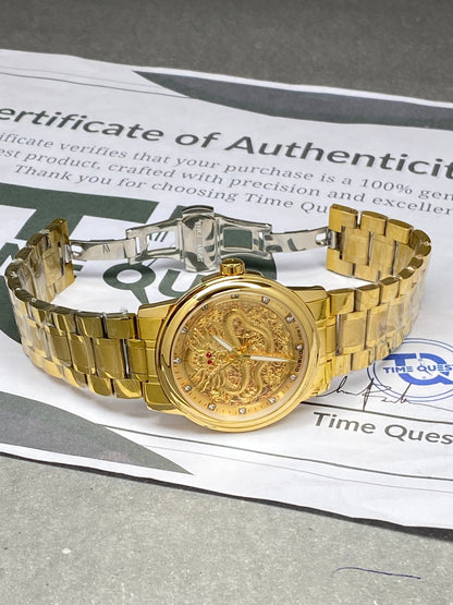 Gold Dragon Luxury Chain Watch With Butterfly Lock For Men