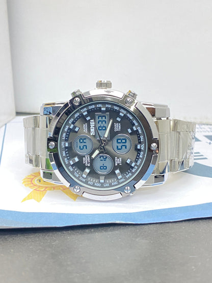 SKMEI 1389 Dual Time Multifunctional Chain Watch For Men