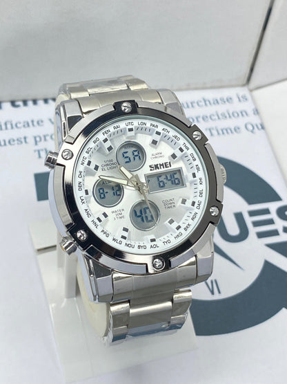 SKMEI 1389 Dual Time Multifunctional Chain Watch For Men