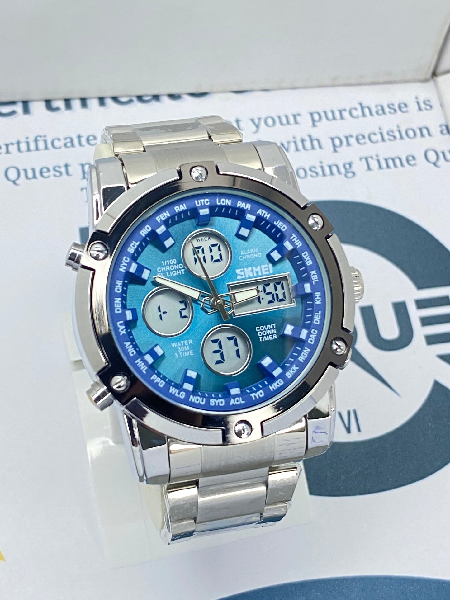 SKMEI 1389 Dual Display (Analog & Digital) Chain Watch For Men