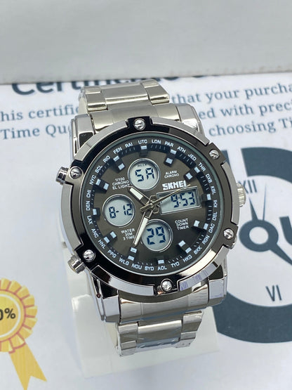 SKMEI 1389 Dual Time Multifunctional Chain Watch For Men