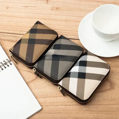 Business Slim Card Holder Zipper Wallet PU Leather