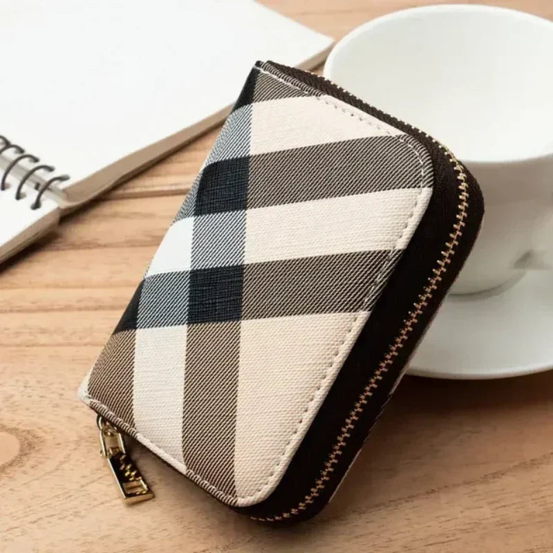 Business Slim Card Holder Zipper Wallet PU Leather